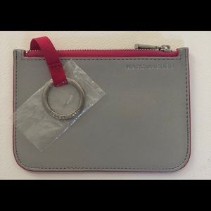 marc jacobs silver and pink leather flat pouch